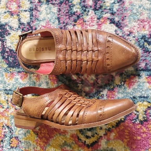 Bedstu Kennya Brown Leather Pointy Toe Flats - Picture 3 of 7